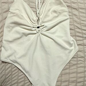 H&M Cream One-Piece Swimsuit with Center Knot